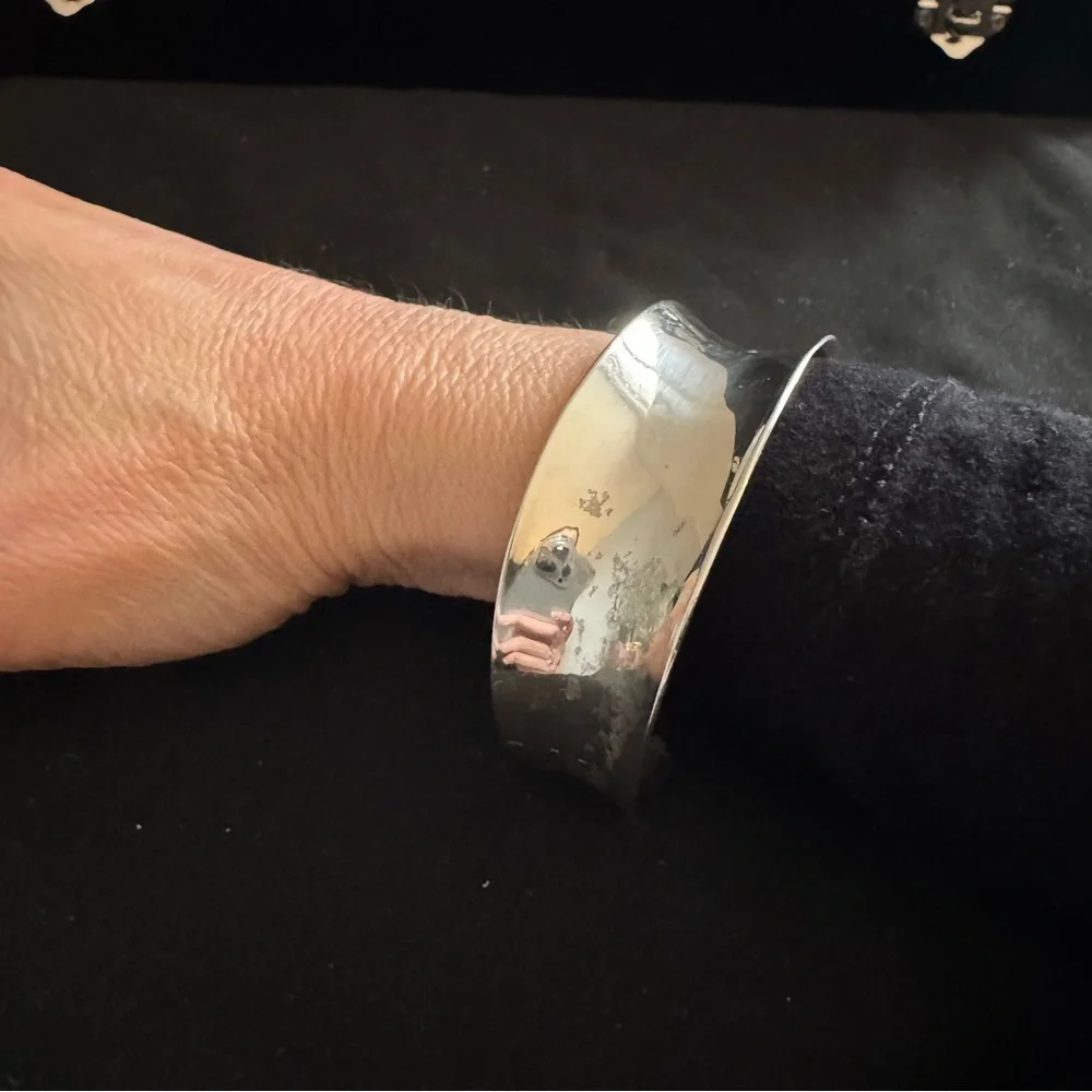 Vintage Mexico Modernist Solid Silver Cuff Bracelet - Picture 5 of 6